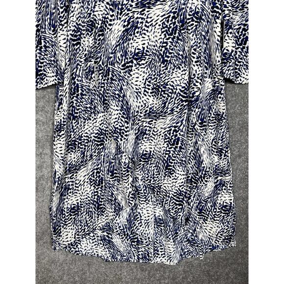 Express Dress Womens Size XL Blue Animal Print Hi Low Long Sleeve V-Neck Keyhole - Picture 6 of 10